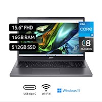 Laptop Acer Aspire 5 15,6" Win11 Intel Core I5 13a Gen 8 Núcleos 16GB 512GB SSD